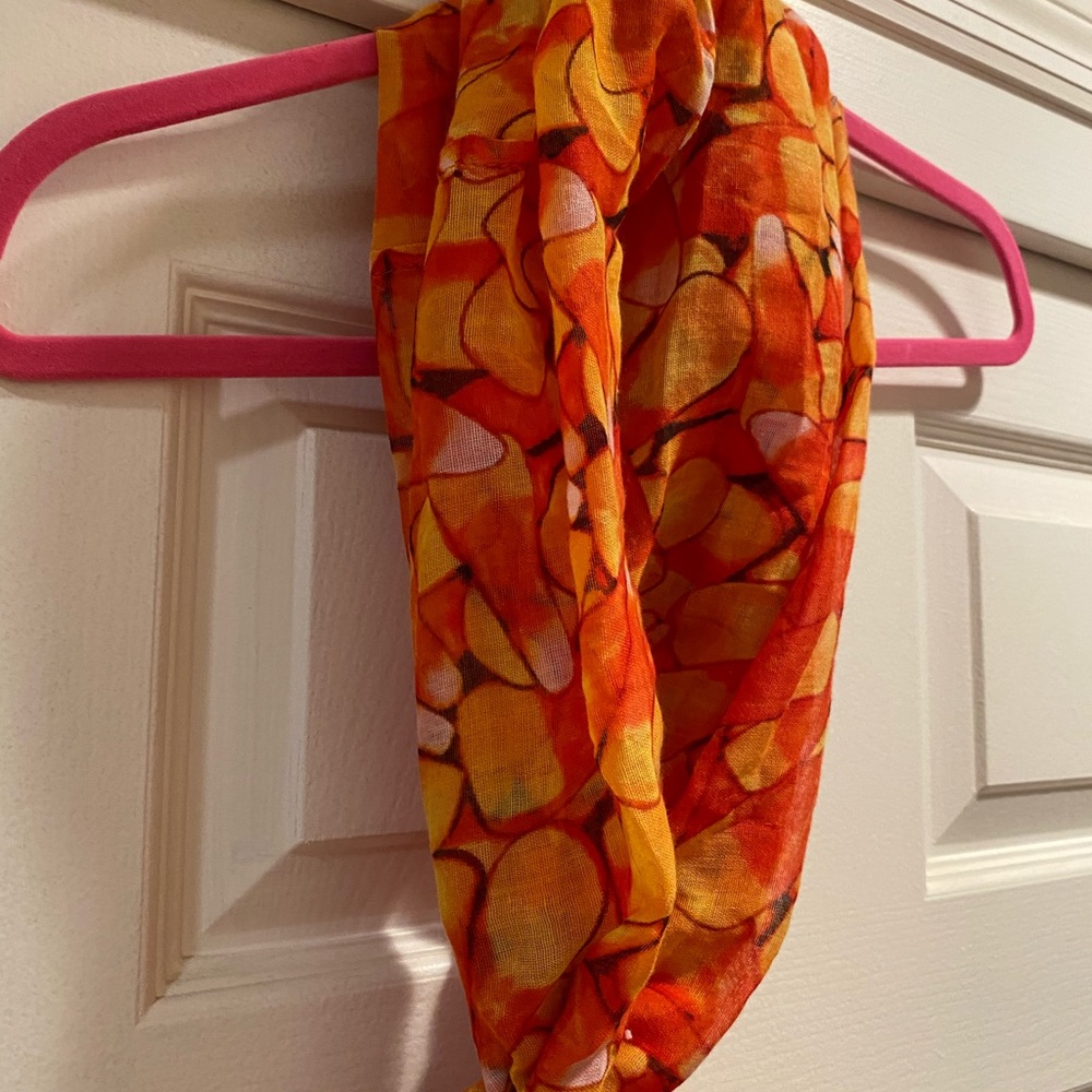 Ladies Infinity Scarf - Candy Corn pattern
